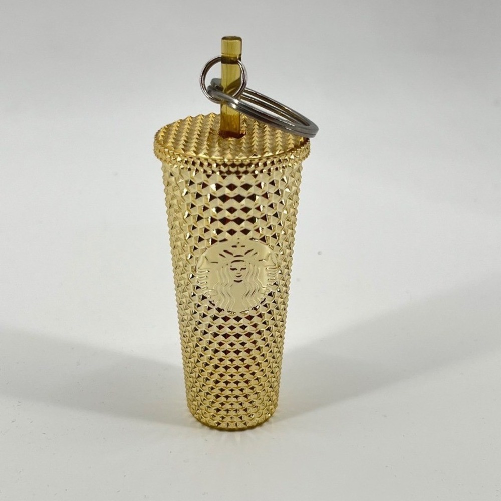 Starbucks Studded Gold Keychain Ornament Mini Cup Charm‎ Limited Edition